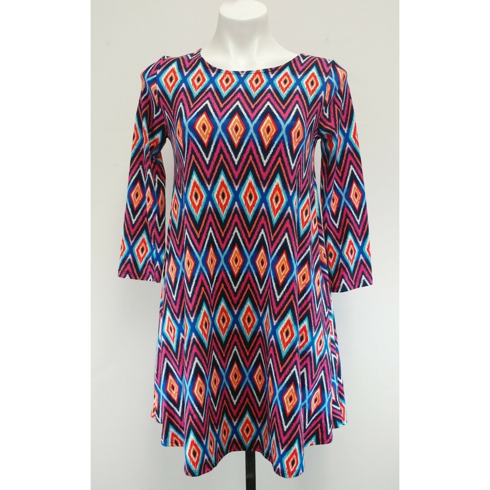 Derek Heart Women Dress, Size Medium, multi color diamond, polyester, spandex
